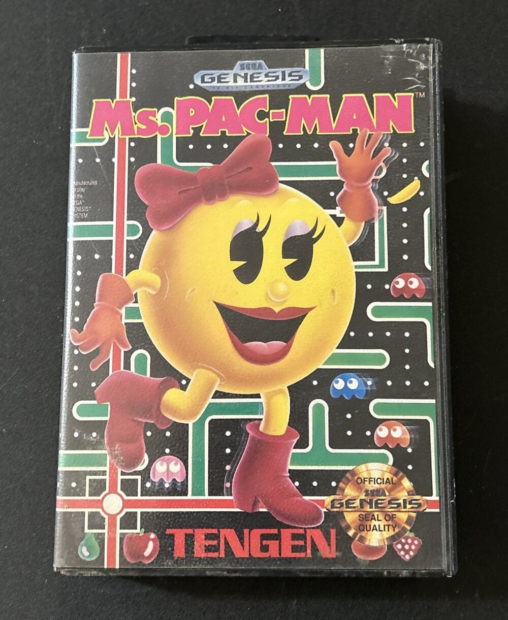 Ms. Pac-Man (Sega Genesis, 1991) Original Game Case & Manual ONLY